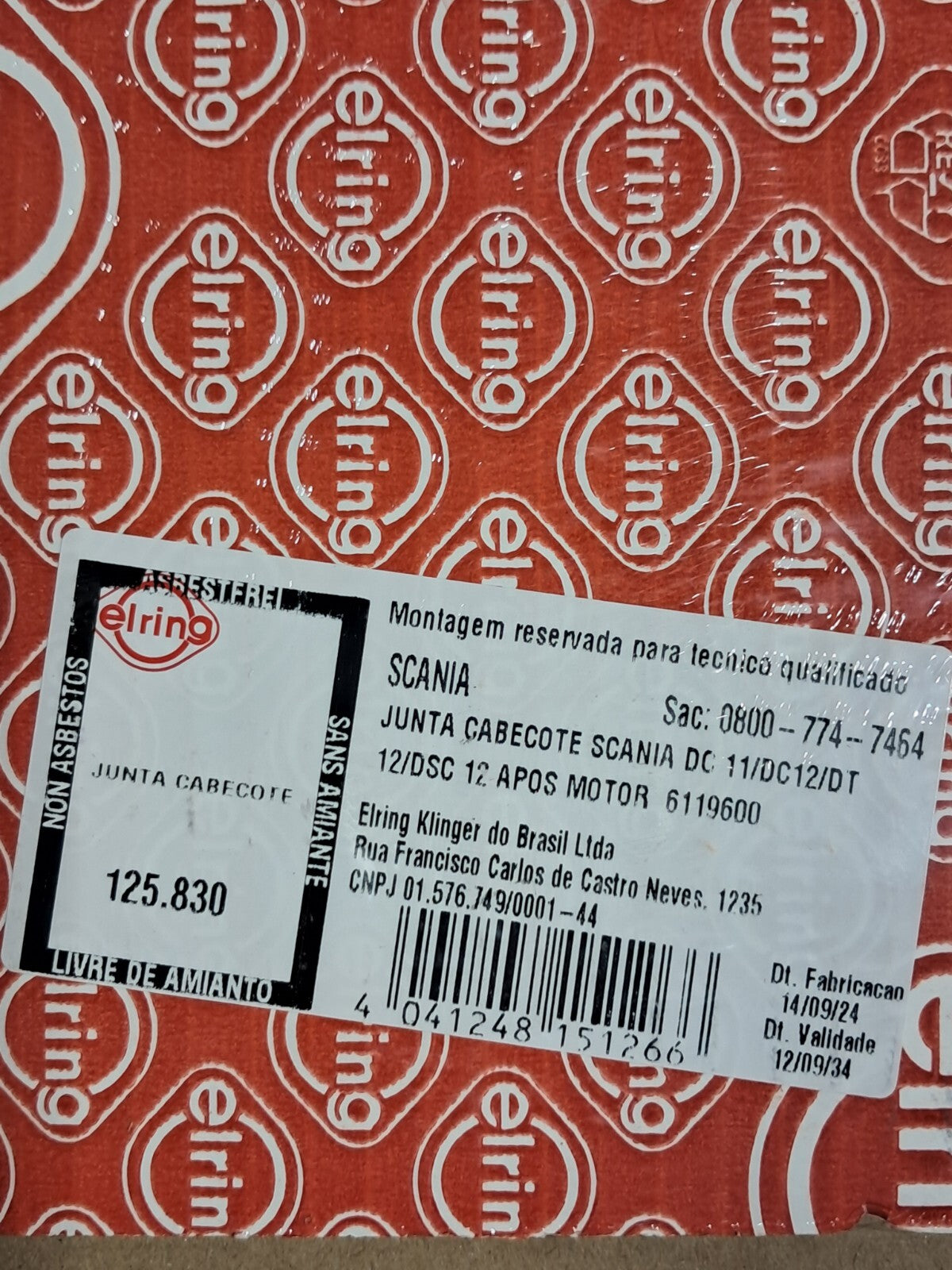 Packing of 6 units - Head gasket Elring 125830  = Scania 1403608 1468555 1892765